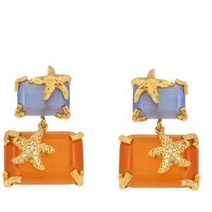 Designer misis 18k gold plated 925 sterling silver nautilus earrings starfish